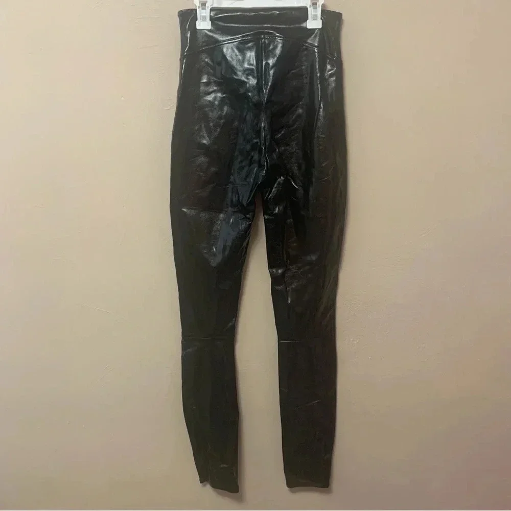 Spanx Faux Patent Leather Leggings in Black Size Small Tall